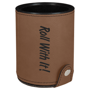 Dark Brown Laserable Leatherette Dice Cup with 5 Dice - GFT1017 - Austin Print Co.