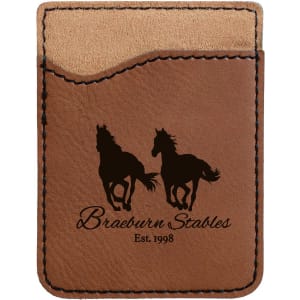 Dark Brown Laserable Leatherette Phone Wallet - GFT521 - Austin Print Co.