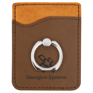 Dark Brown Laserable Leatherette Phone Wallet with Silver Ring - GFT1122 - Austin Print Co.