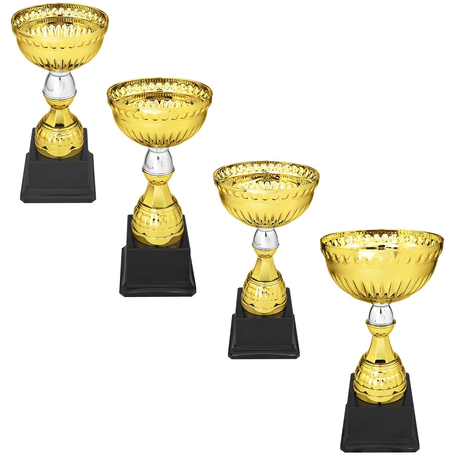 Dartmouth Embossed Gold & Silver Metal Cup with Plastic Stem and Base - JDS