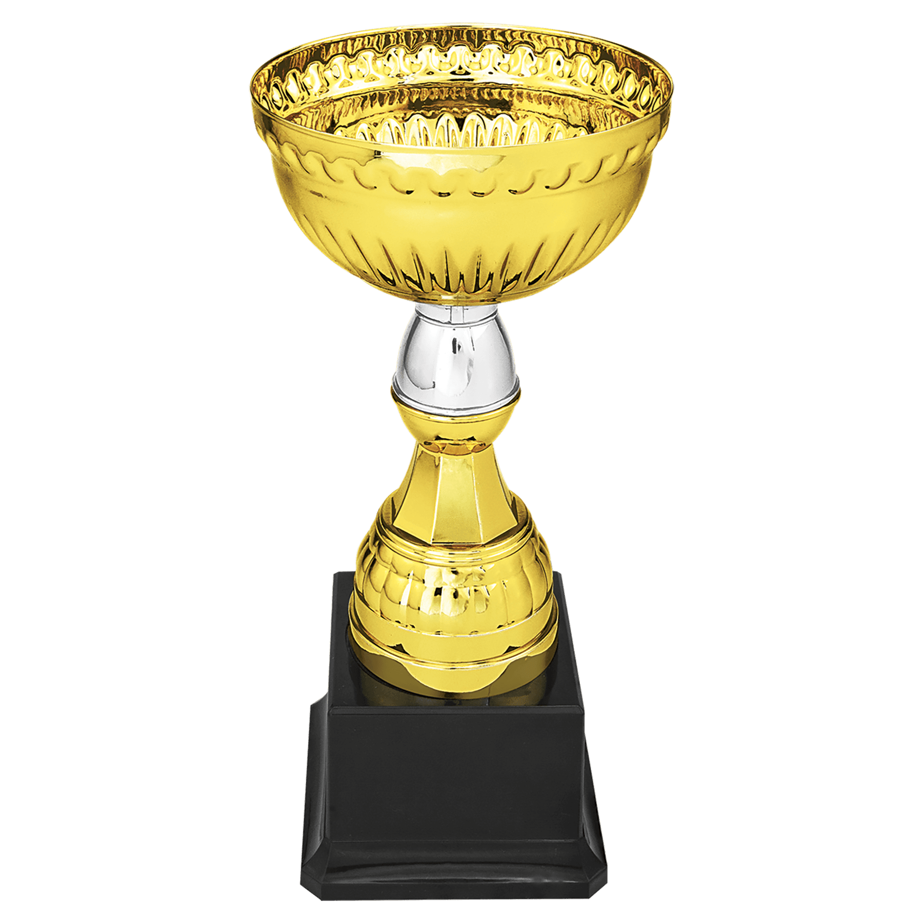 Dartmouth Embossed Gold & Silver Metal Cup with Plastic Stem and Base - JDS