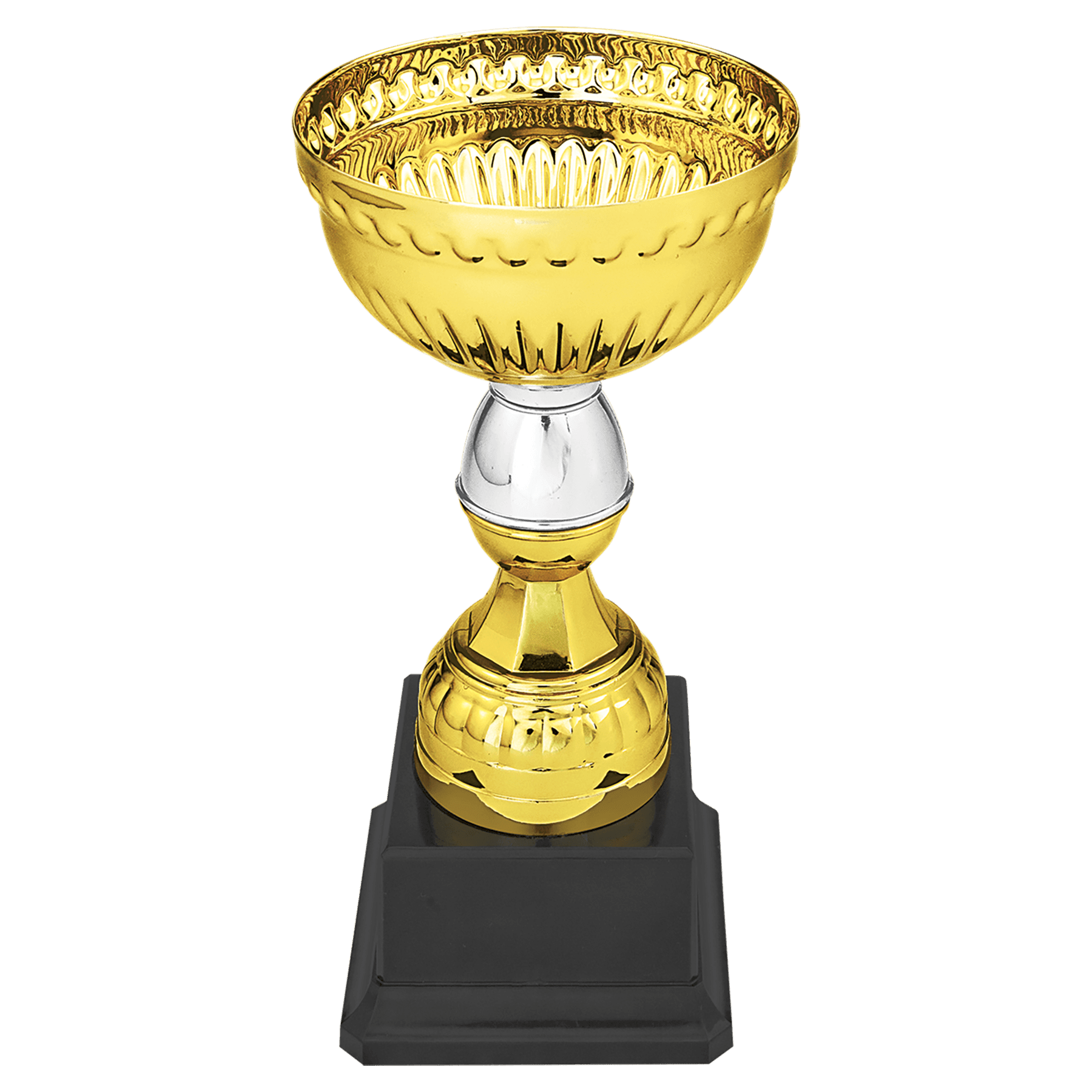 Dartmouth Embossed Gold & Silver Metal Cup with Plastic Stem and Base - JDS