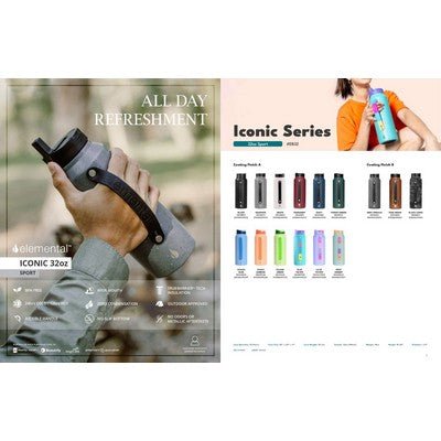 Elemental® Iconic Sport 32oz Stainless Steel Water Bottle - Vacuum Insulated - Austin Print Co