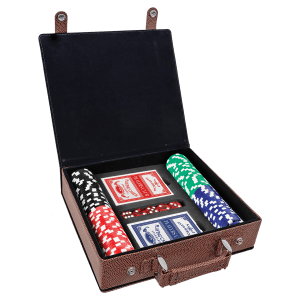 Football Laserable Leatherette 100 Chip Poker Set - PKR311 - Austin Print Co.