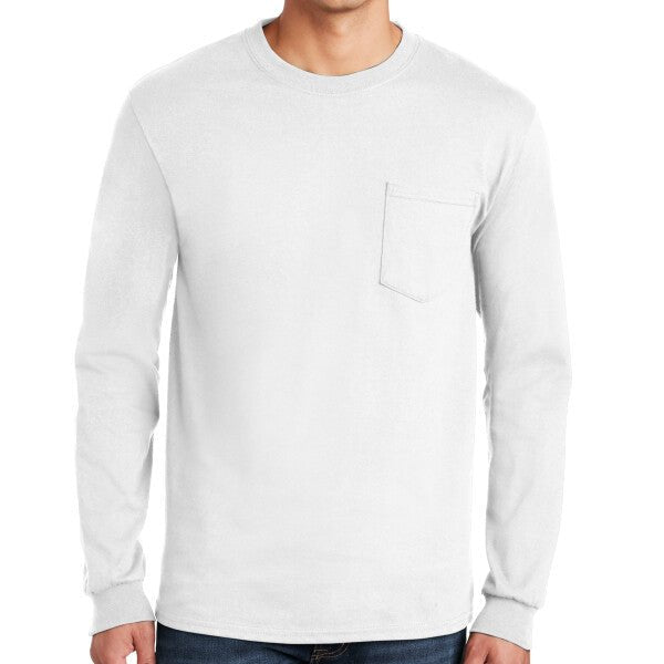 Gildan Ultra Cotton ® 100% US Cotton Long Sleeve T Shirt with Pocket - Gildan