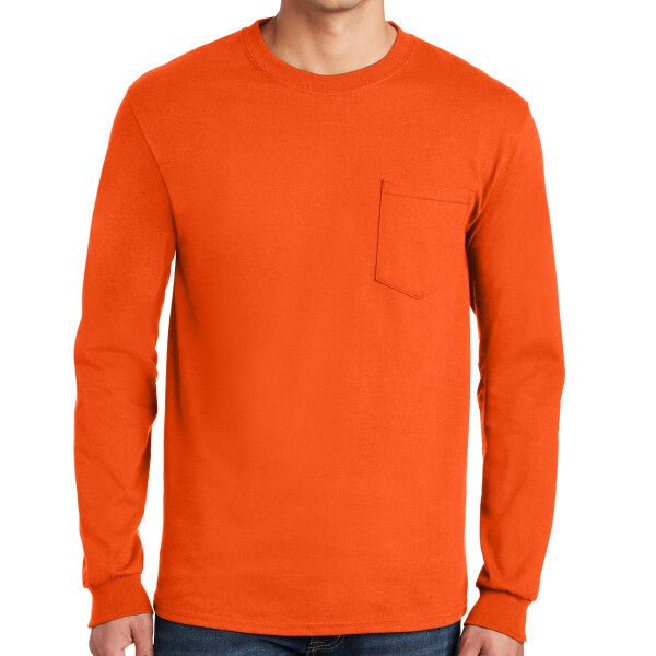 Gildan Ultra Cotton ® 100% US Cotton Long Sleeve T Shirt with Pocket - Gildan