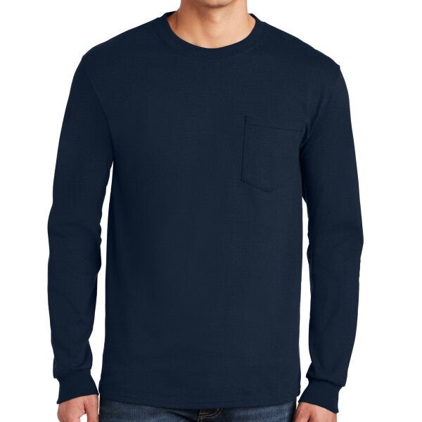 Gildan Ultra Cotton ® 100% US Cotton Long Sleeve T Shirt with Pocket - Gildan