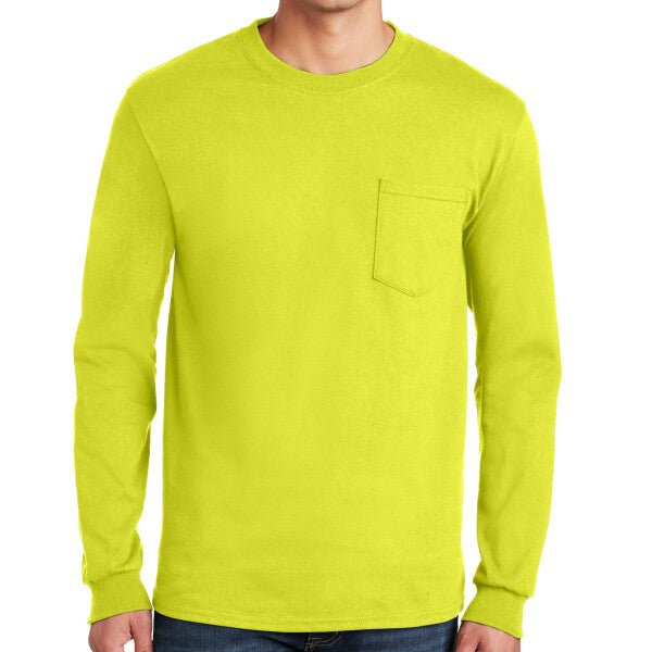 Gildan Ultra Cotton ® 100% US Cotton Long Sleeve T Shirt with Pocket - Gildan