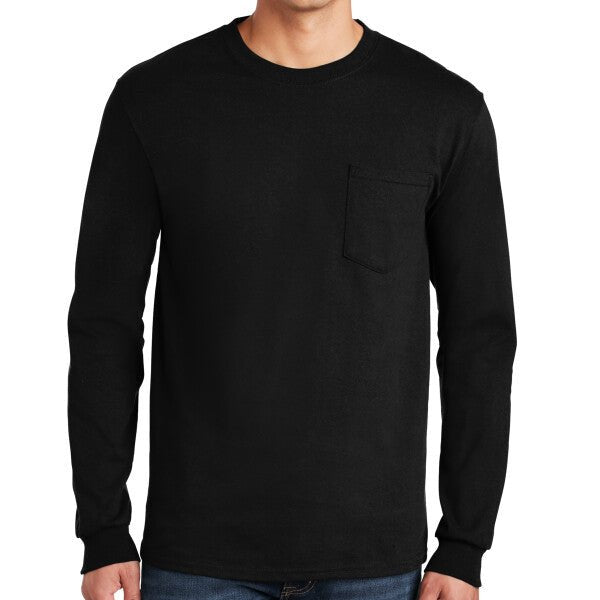 Gildan Ultra Cotton ® 100% US Cotton Long Sleeve T Shirt with Pocket - Gildan