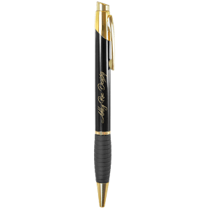 Gloss Black Brass Ballpoint Pen with Gripper - LP501A - Austin Print Co.