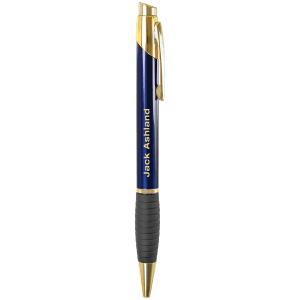 Gloss Blue Brass Ballpoint Pen with Gripper - LP502A - Austin Print Co.