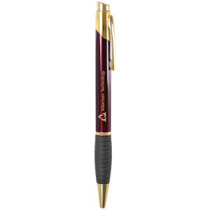 Gloss Burgundy Brass Ballpoint Pen with Gripper - LP504A - Austin Print Co.