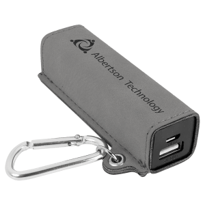 Gray Laserable Leatherette 2200 mAh Power Bank with USB Cord - GFT1140 - JDS
