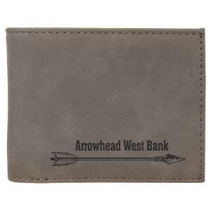 Gray Laserable Leatherette Bi - Fold Wallet w/Flip ID Display - GFT1289 - Austin Print Co.