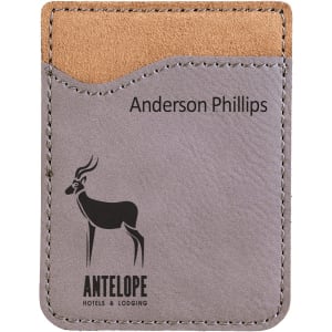 Gray Laserable Leatherette Phone Wallet - GFT524 - Austin Print Co.