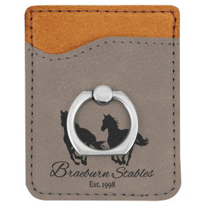 Gray Laserable Leatherette Phone Wallet with Silver Ring - GFT1125 - Austin Print Co.