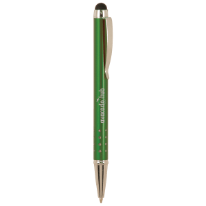 Green with Silver Trim Laserable Pen with Stylus - LP834 - Austin Print Co.