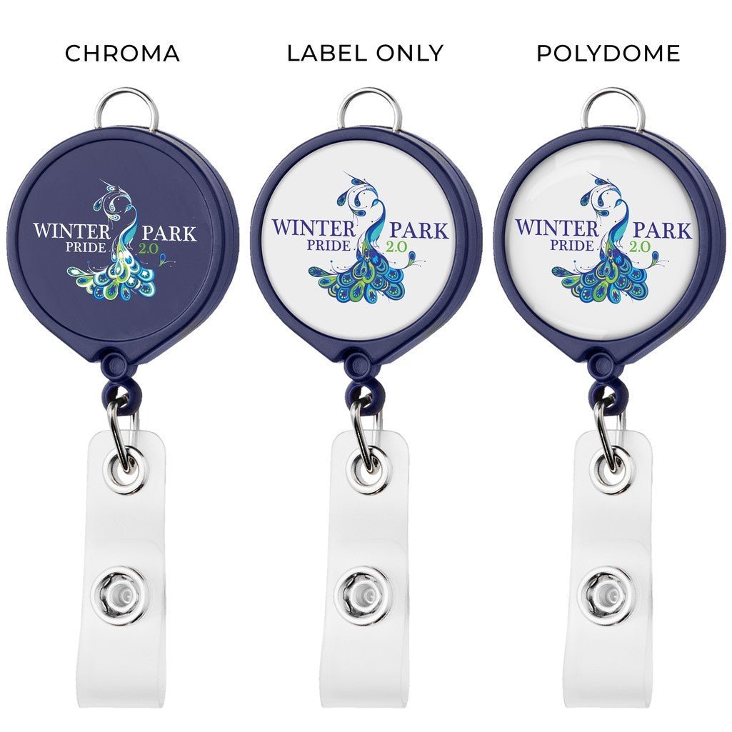 Large Face Retractable Badge Reel w/lanyard attachment - Opaque - STS Brand