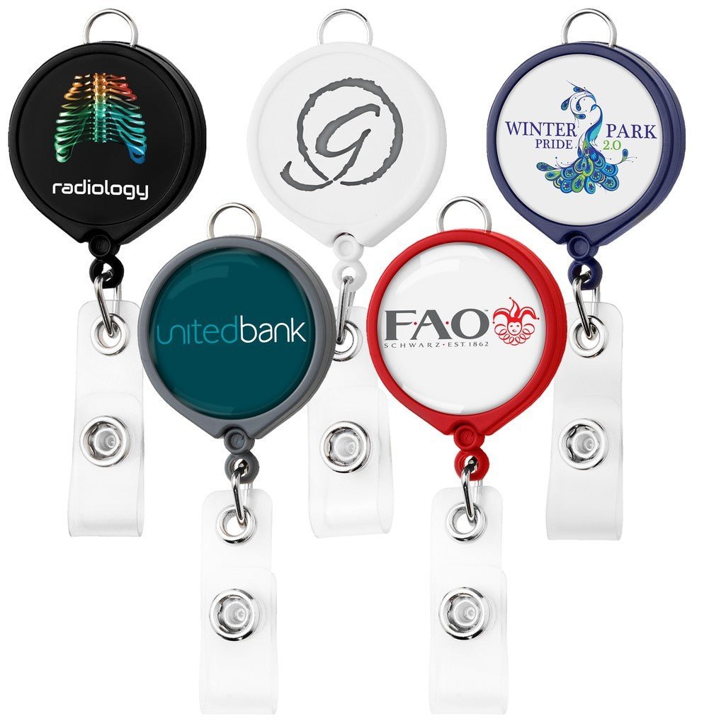 Large Face Retractable Badge Reel w/lanyard attachment - Opaque - STS Brand