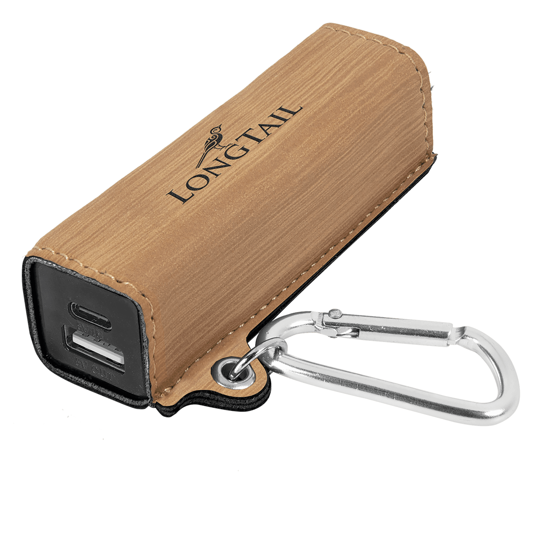 Laserable Leatherette 2200 mAh Power Bank with USB - C Cord - JDS