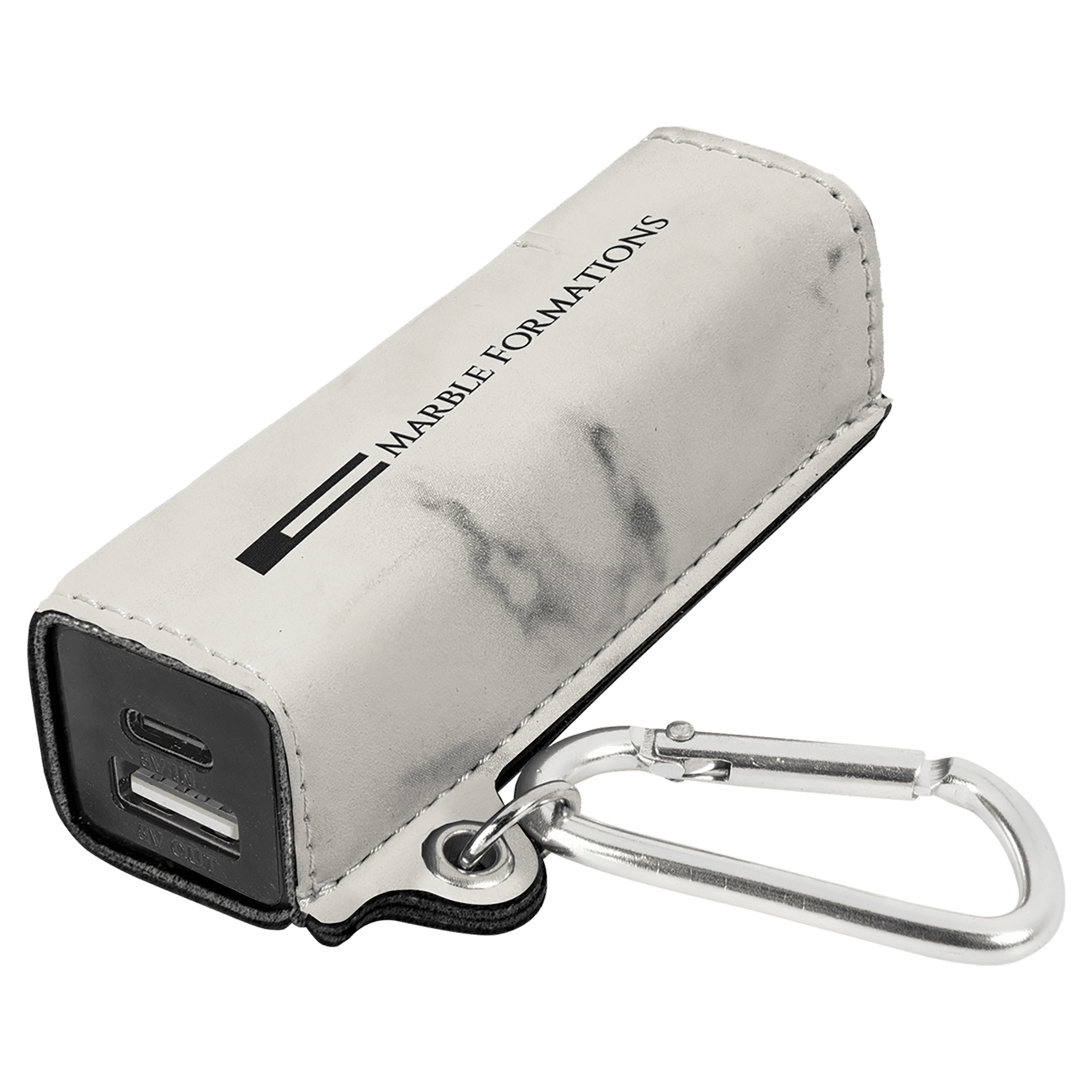 Laserable Leatherette 2200 mAh Power Bank with USB - C Cord - JDS