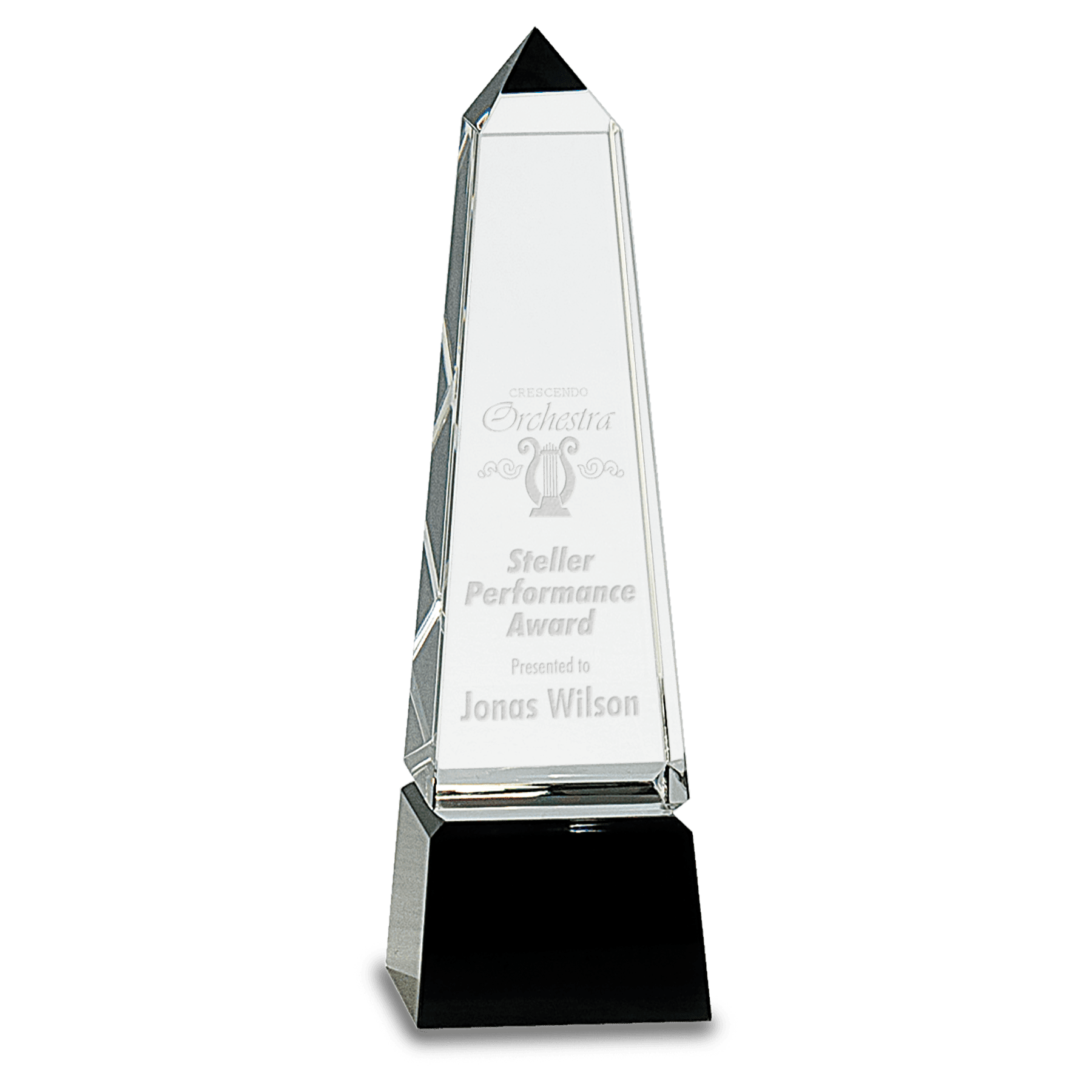 Obelisk Crystal on Black Pedestal Base - JDS