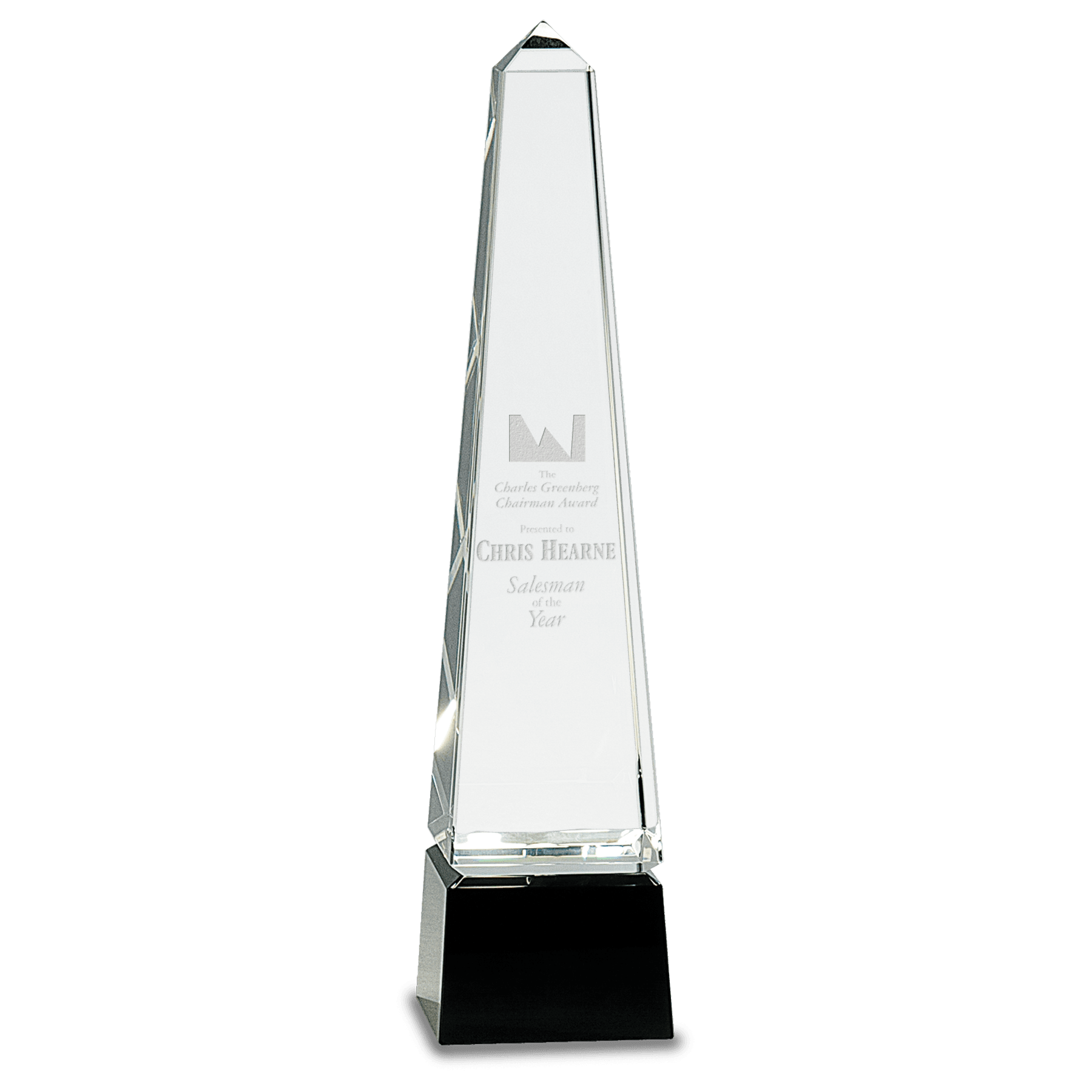 Obelisk Crystal on Black Pedestal Base - JDS