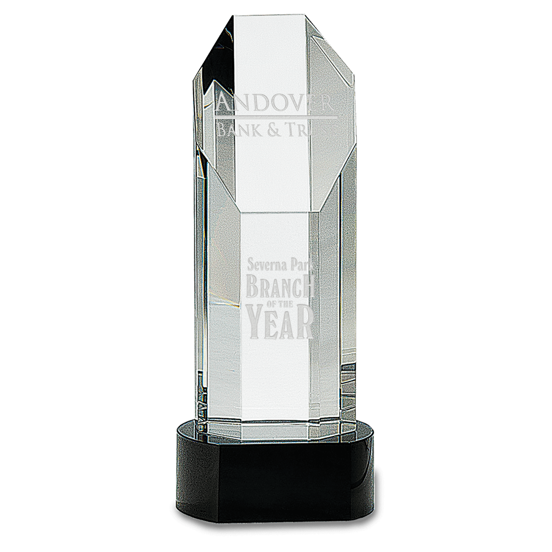 Octagon Slant - Top Crystal on Black Pedestal Base - JDS