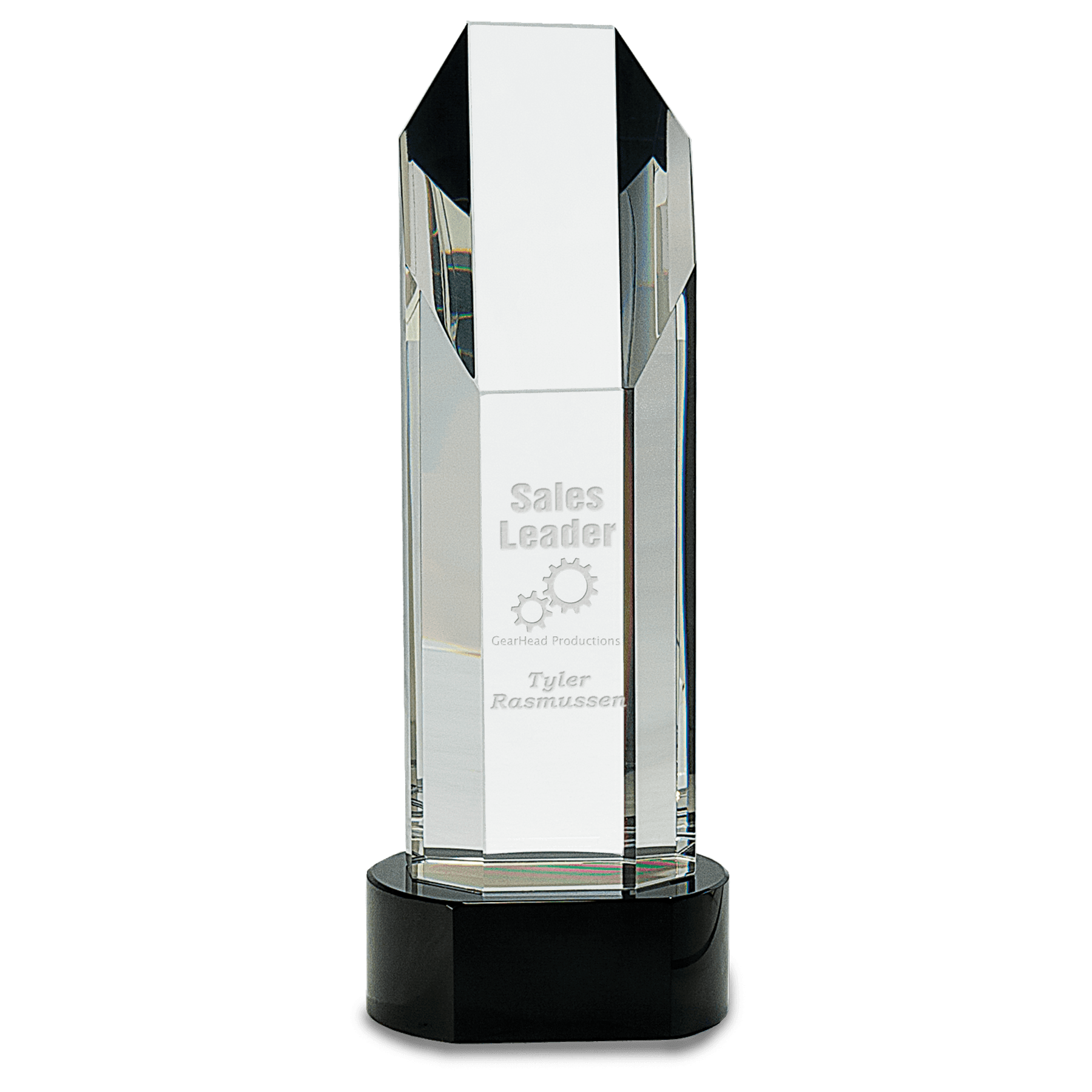 Octagon Slant - Top Crystal on Black Pedestal Base - JDS