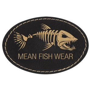 Oval Black/Gold Laserable Leatherette Patch with Adhesive - PTH506 - Austin Print Co.