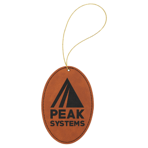Rawhide Laserable Leatherette Oval Ornament with Gold String - GFT1079 - Austin Print Co.