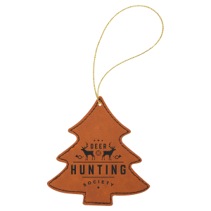 Rawhide Laserable Leatherette Tree Ornament with Gold String - GFT1109 - Austin Print Co.
