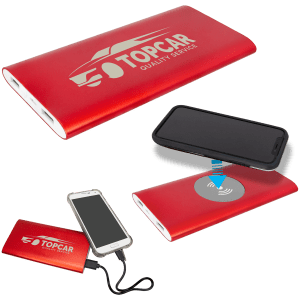 Red 8000MAH Power Bank & Wireless Anodized Aluminum Charger with USB - C Cord - PWR802C - JDS