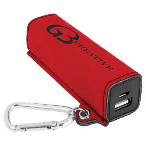 Red Laserable Leatherette 2200 mAh Power Bank with USB Cord - GFT1148 - JDS
