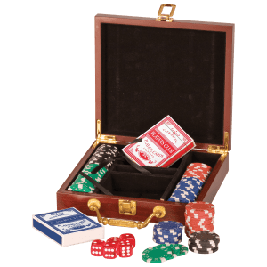 Rosewood Finish 100 Chip Poker Set - PKR01 - Austin Print Co.