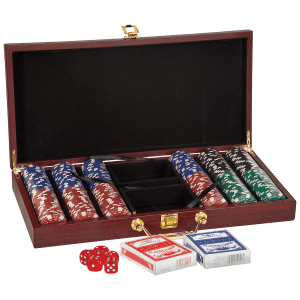 Rosewood Finish 300 Chip Poker Set - PKR02 - Austin Print Co.
