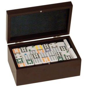 Rosewood Finish Double Twelves Dominos Set with 91 Dominos - DOM01 - Austin Print Co.