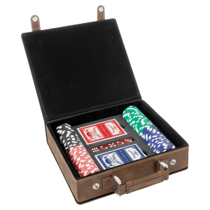 Rustic/Gold Laserable Leatherette 100 Chip Poker Set - PKR310 - Austin Print Co.