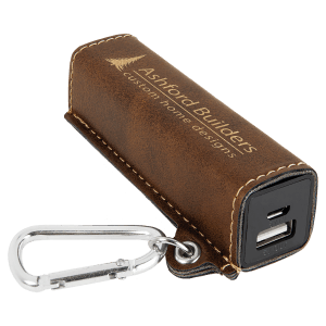 Rustic/Gold Laserable Leatherette 2200 mAh Power Bank with USB Cord - GFT1143 - JDS