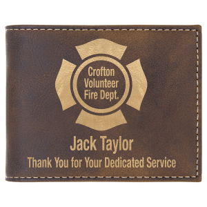 Rustic/Gold Laserable Leatherette Bi - Fold Wallet w/Flip ID Display - GFT1291 - Austin Print Co.