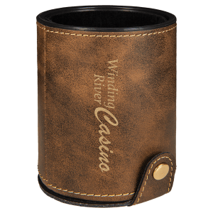 Rustic/Gold Laserable Leatherette Dice Cup with 5 Dice - GFT1022 - Austin Print Co.