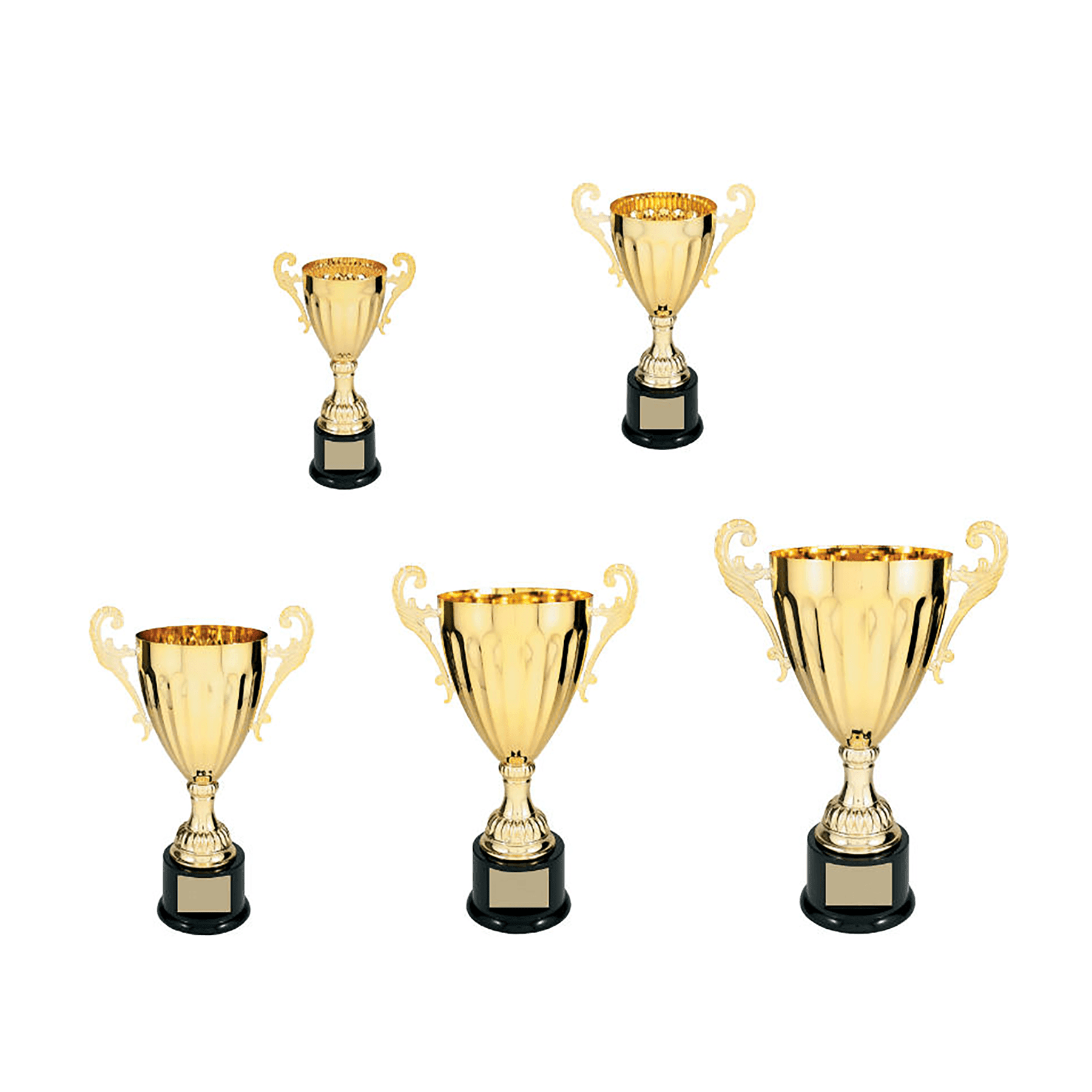 Scallop Embossed Metal Cup Trophy on Plastic Base - JDS