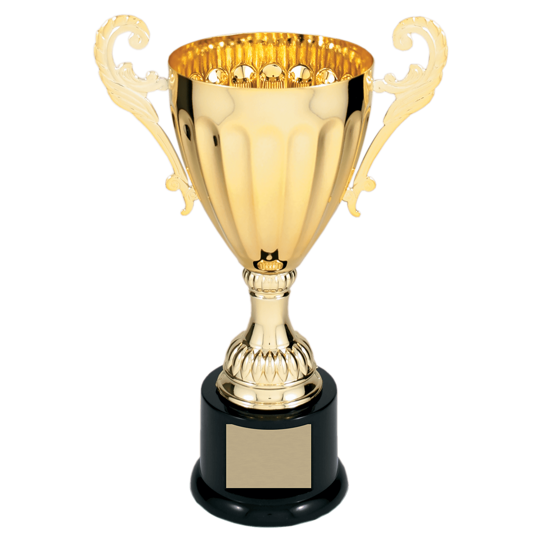 Scallop Embossed Metal Cup Trophy on Plastic Base - JDS