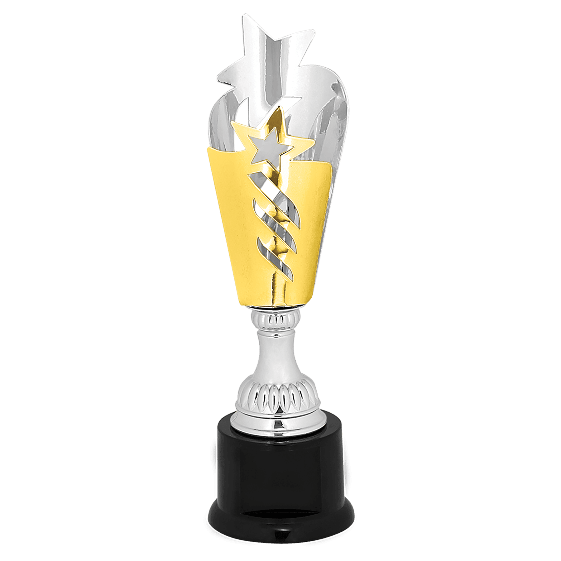 Silver & Gold Star Completed Metal Cup Trophy on Plastic Base - JDS
