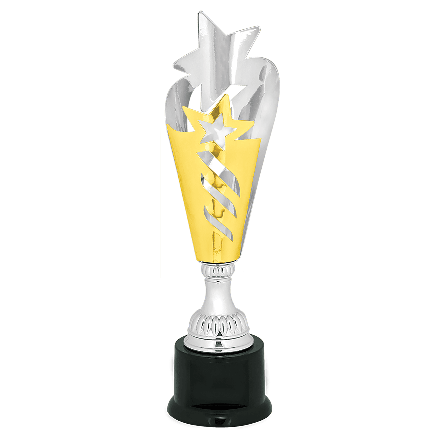 Silver & Gold Star Completed Metal Cup Trophy on Plastic Base - JDS