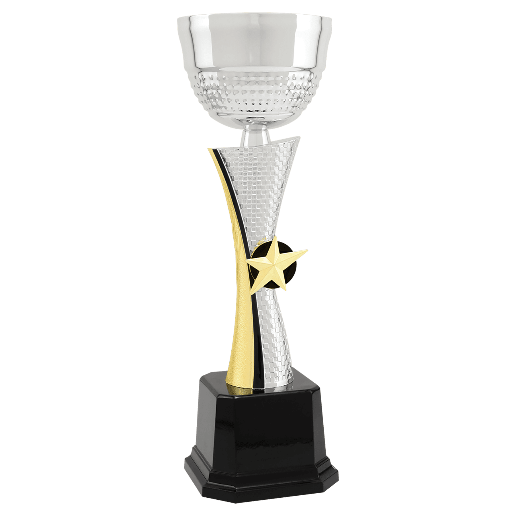 Silver/Gold Textured Star Completed Metal Cup Trophy - JDS