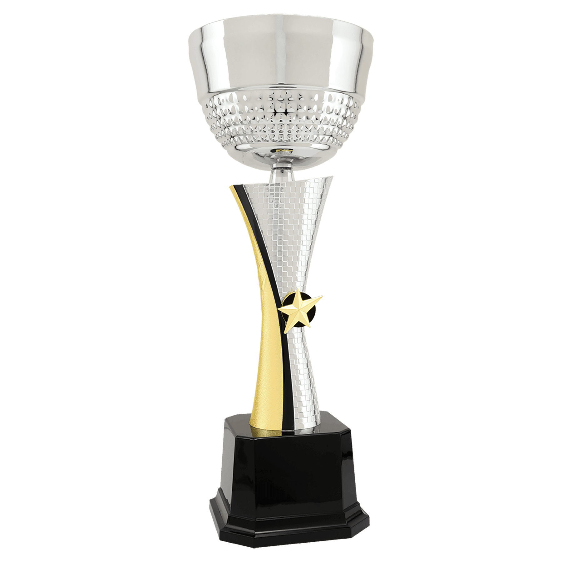 Silver/Gold Textured Star Completed Metal Cup Trophy - JDS