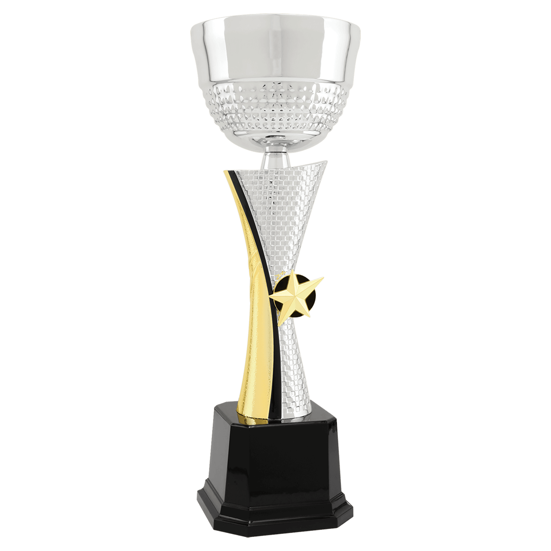 Silver/Gold Textured Star Completed Metal Cup Trophy - JDS
