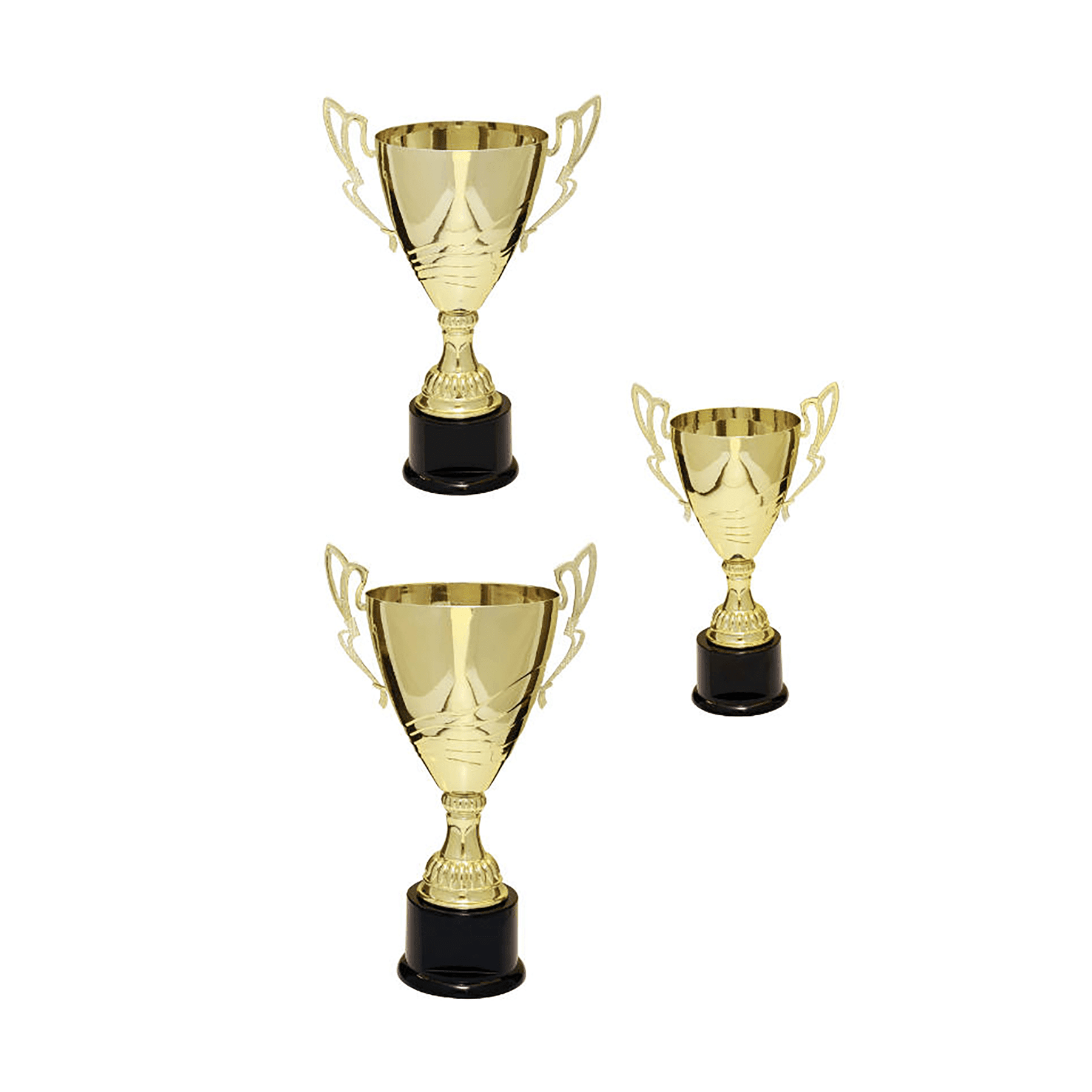 Stepped Completed Metal Cup Trophy on Plastic Base - JDS