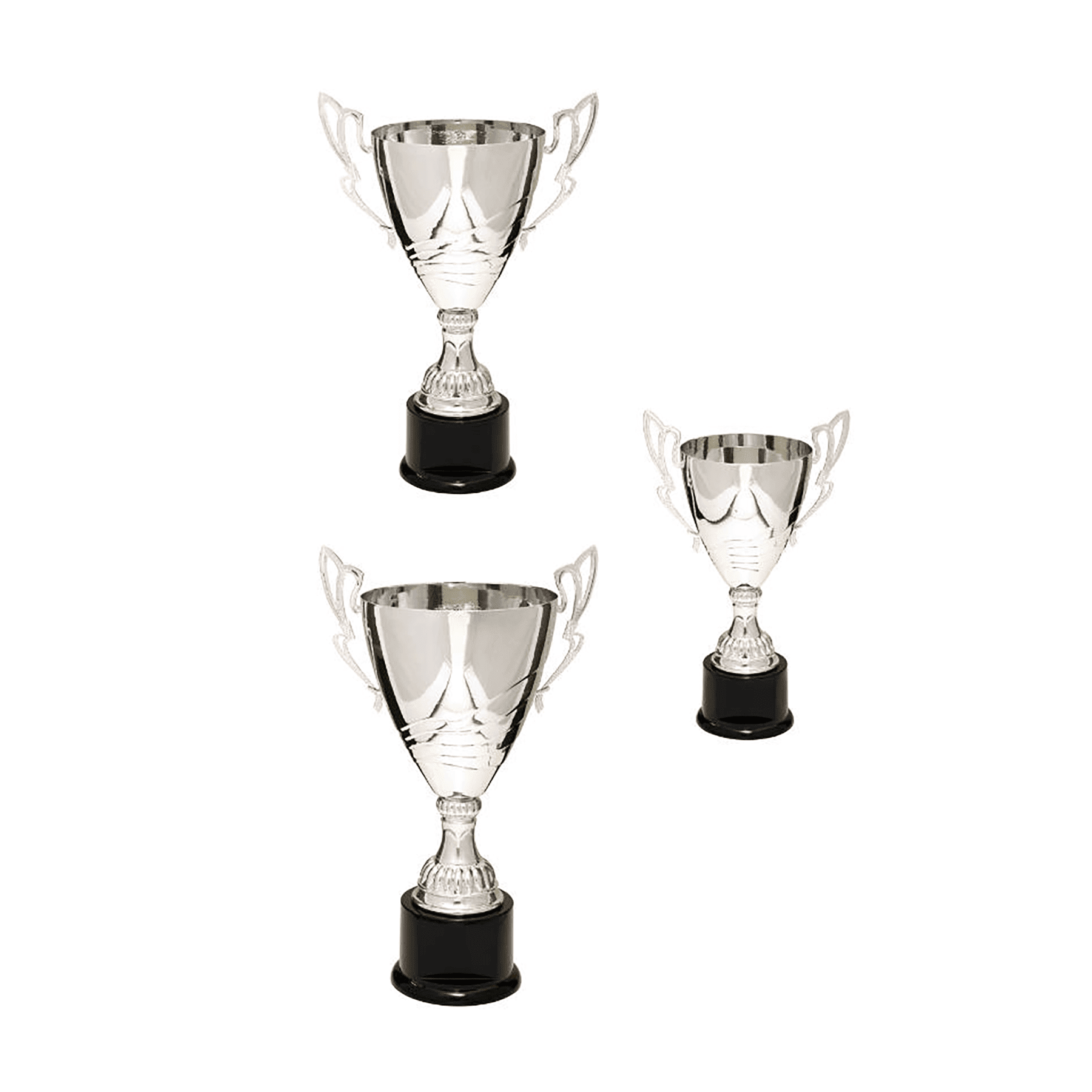 Stepped Completed Metal Cup Trophy on Plastic Base - JDS